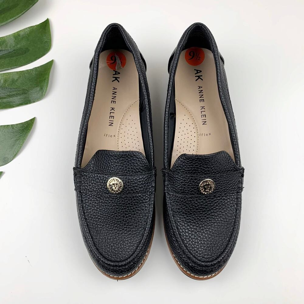 Anne Klein AK Nexxt Loafers iflex Black Faux Leather Slip On Shoes Women's 9.5 - Picture 2 of 10